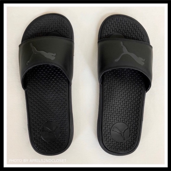 PUMA BLACK SLIDES SPORT SANDALS SLIP ONS A3C - Picture 3 of 8